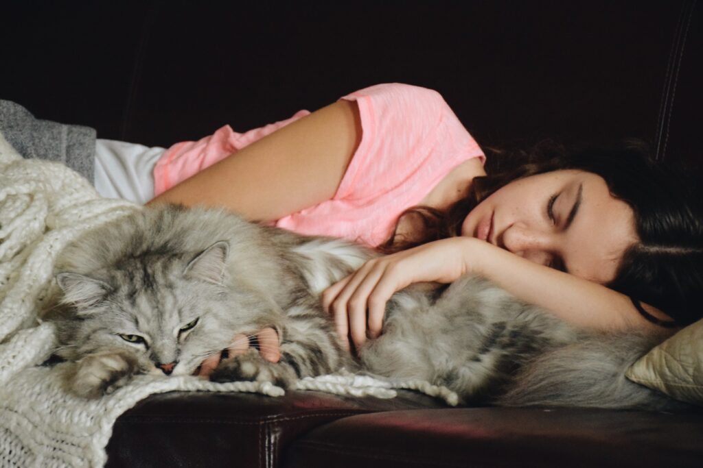 Girl Sleeping with Cat