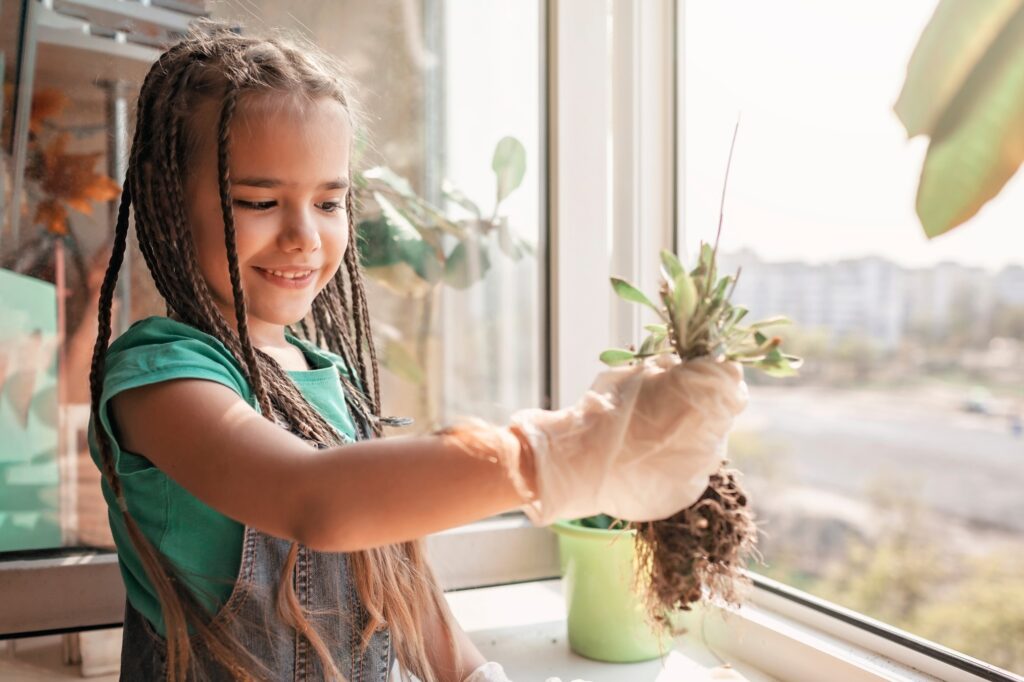 Girl Taking Care of her Plants